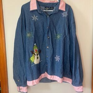 Vintage Grandma Core Denim Winter Button up